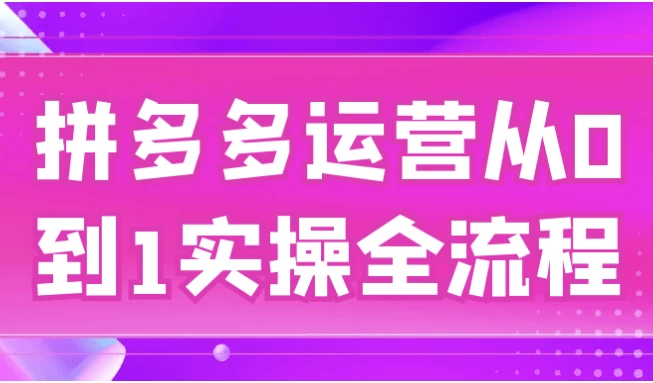 拼多多运营从0到1实操全流程课程